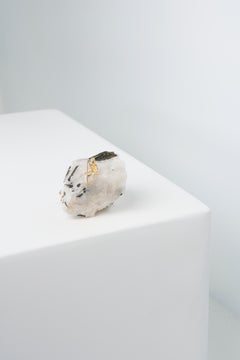 Serie Pescador, N921 Escultura de Mesa Pescador Turmalina Verde en Cuarzo