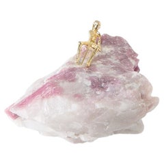 Pescador Series, N937 Rubellite Tourmaline Fisherman Table Sculpture