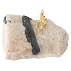 Pescador Series, N938 Black Tourmaline in Quartz Fisherman Table Sculpture