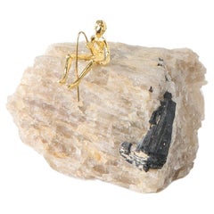 Pescador Series, N944 Black Tourmaline in Quartz Fisherman Table Sculpture