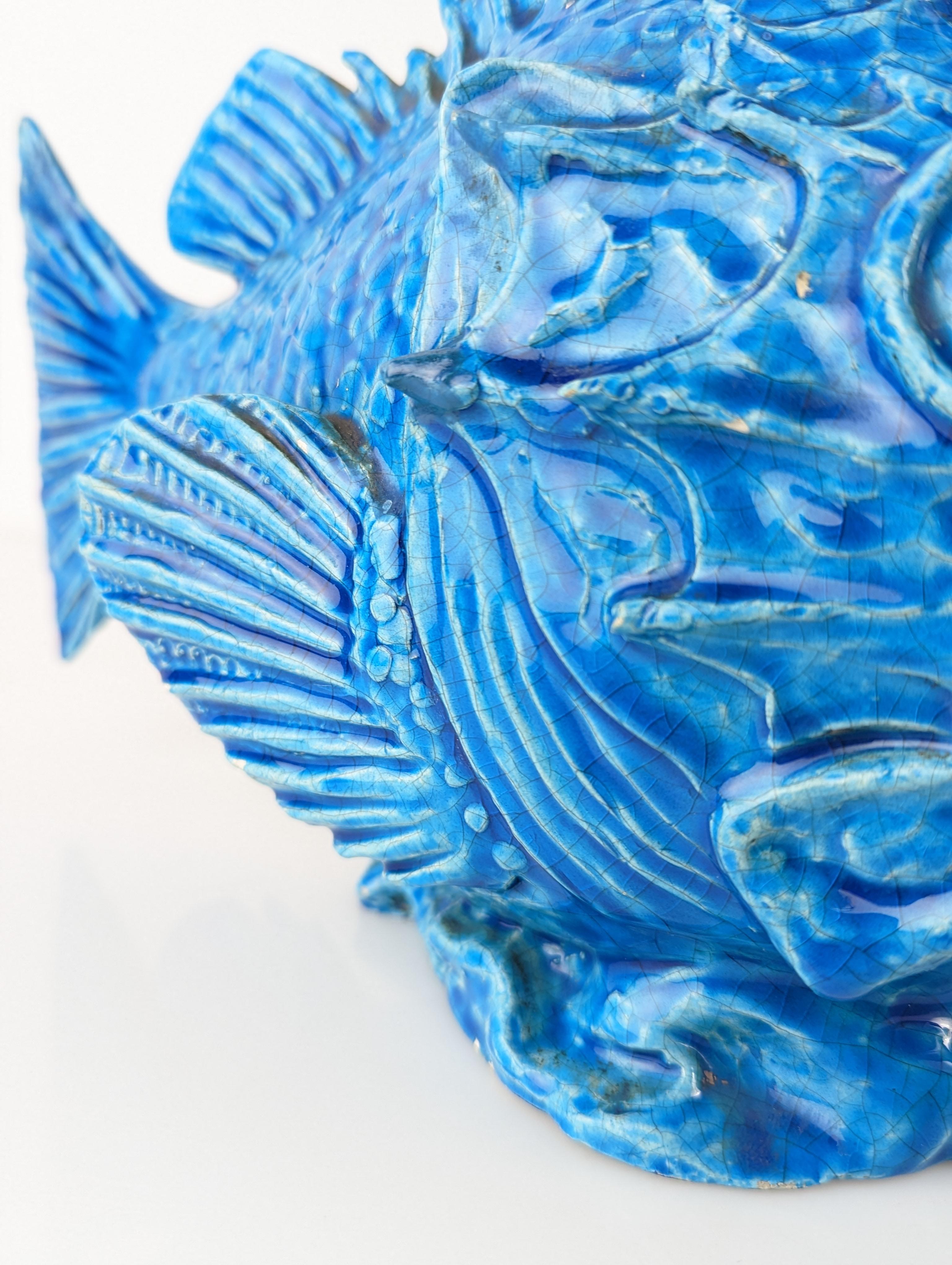 Escultura Pesce Scorfano Esmaltada en azul de Guido Cacciapuoti, Italia, 1930 en venta 5