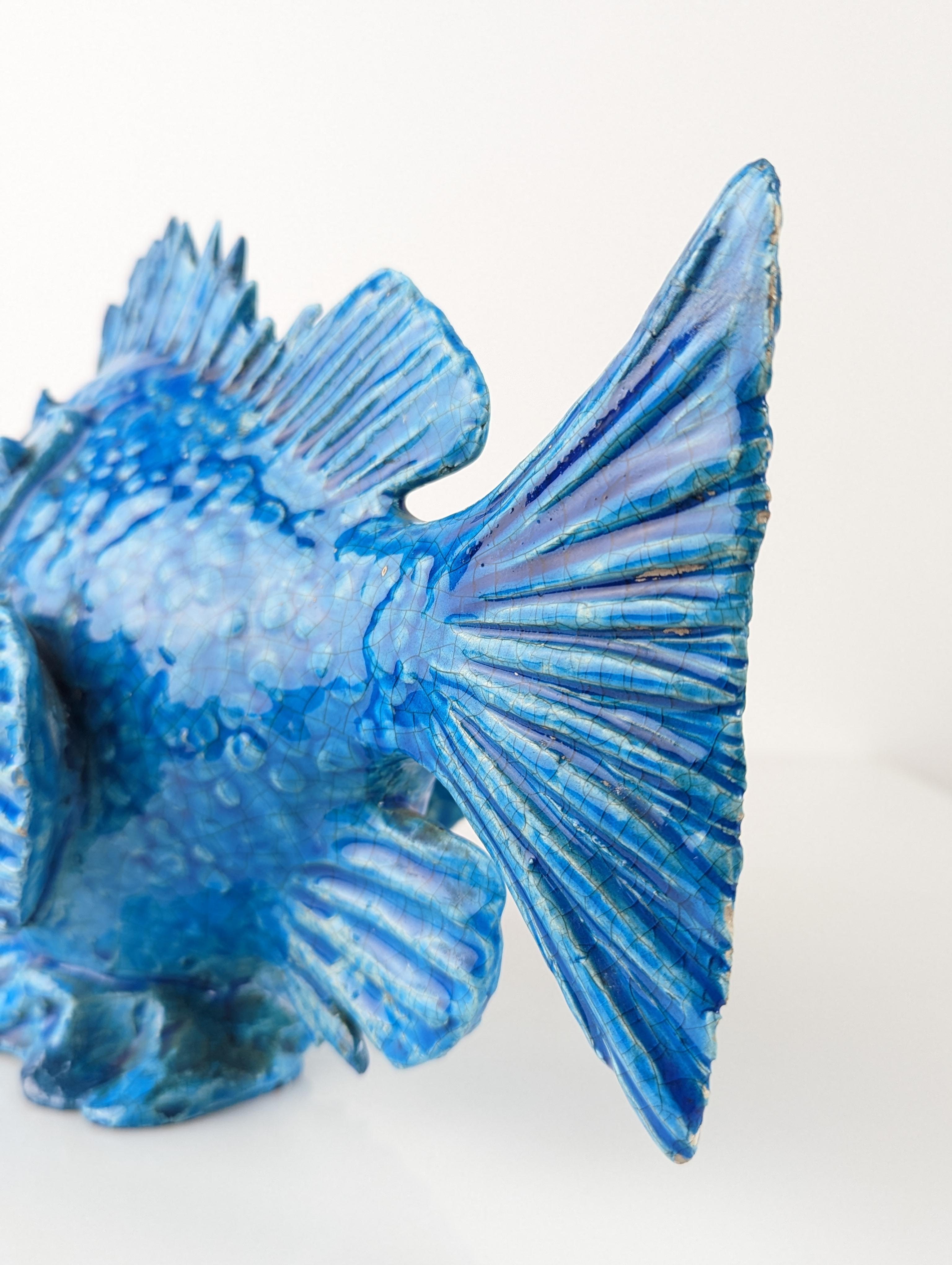 Escultura Pesce Scorfano Esmaltada en azul de Guido Cacciapuoti, Italia, 1930 en venta 6