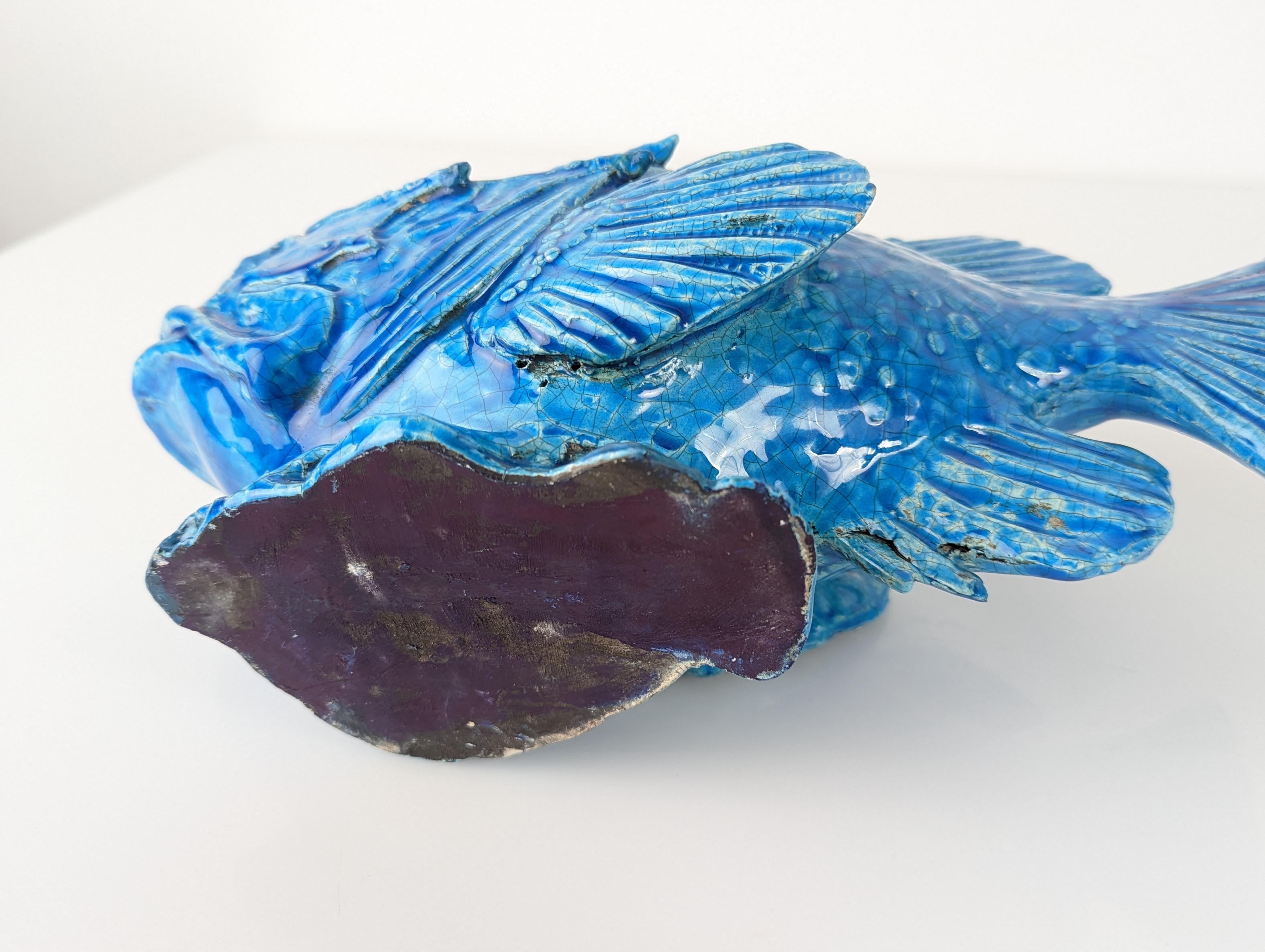 Escultura Pesce Scorfano Esmaltada en azul de Guido Cacciapuoti, Italia, 1930 en venta 8
