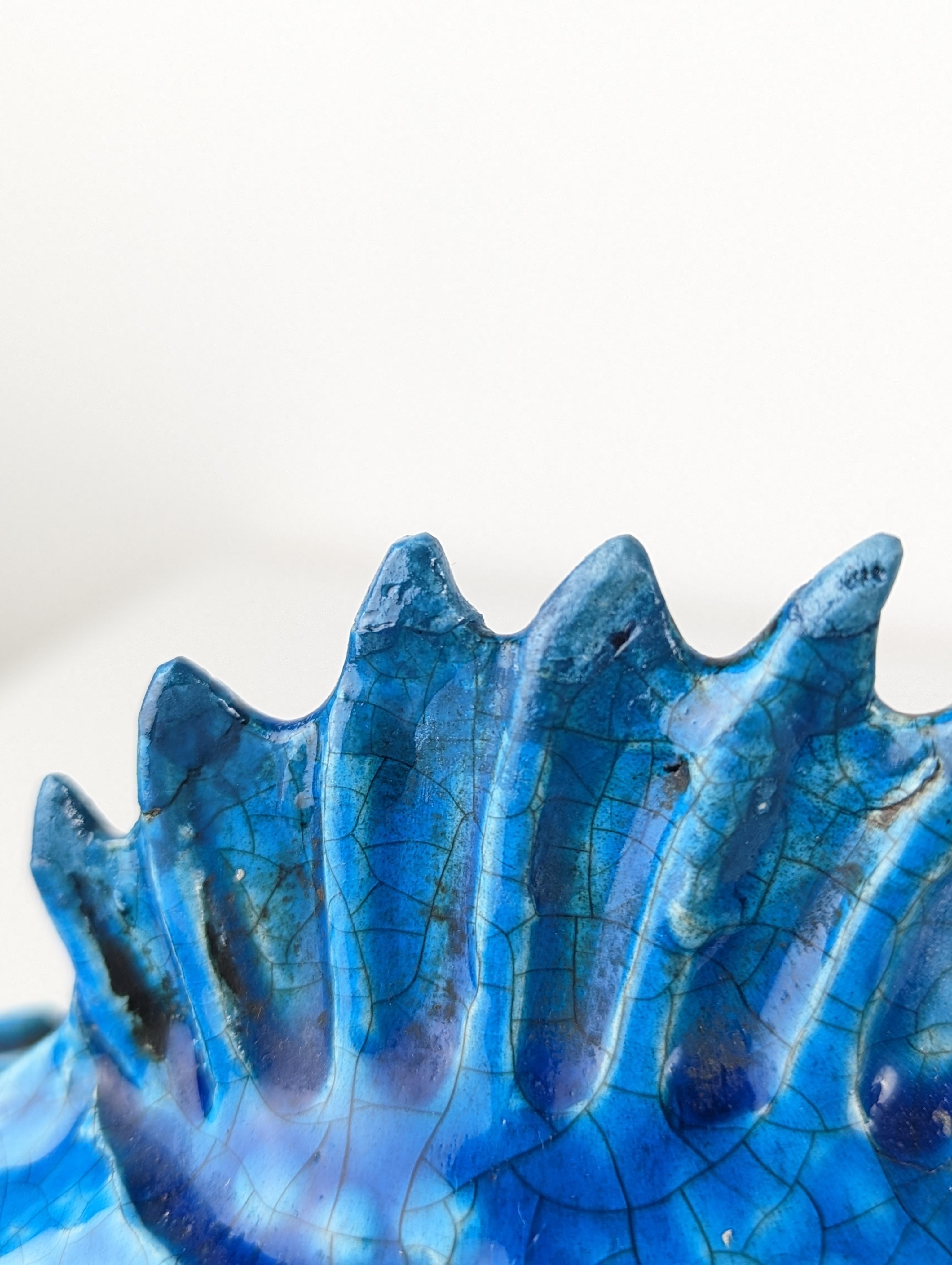 Escultura Pesce Scorfano Esmaltada en azul de Guido Cacciapuoti, Italia, 1930 en Bueno estado para la venta en Benalmadena, ES
