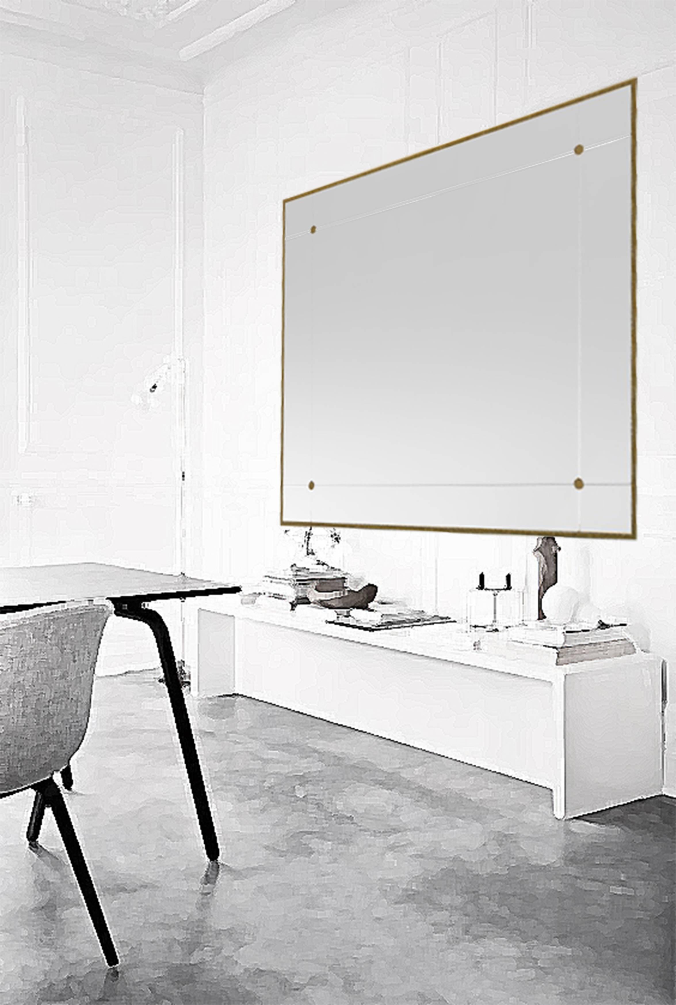 Pescetta Contemporary Art Deco Style Floor Paneled Mirror Brass Frame 5