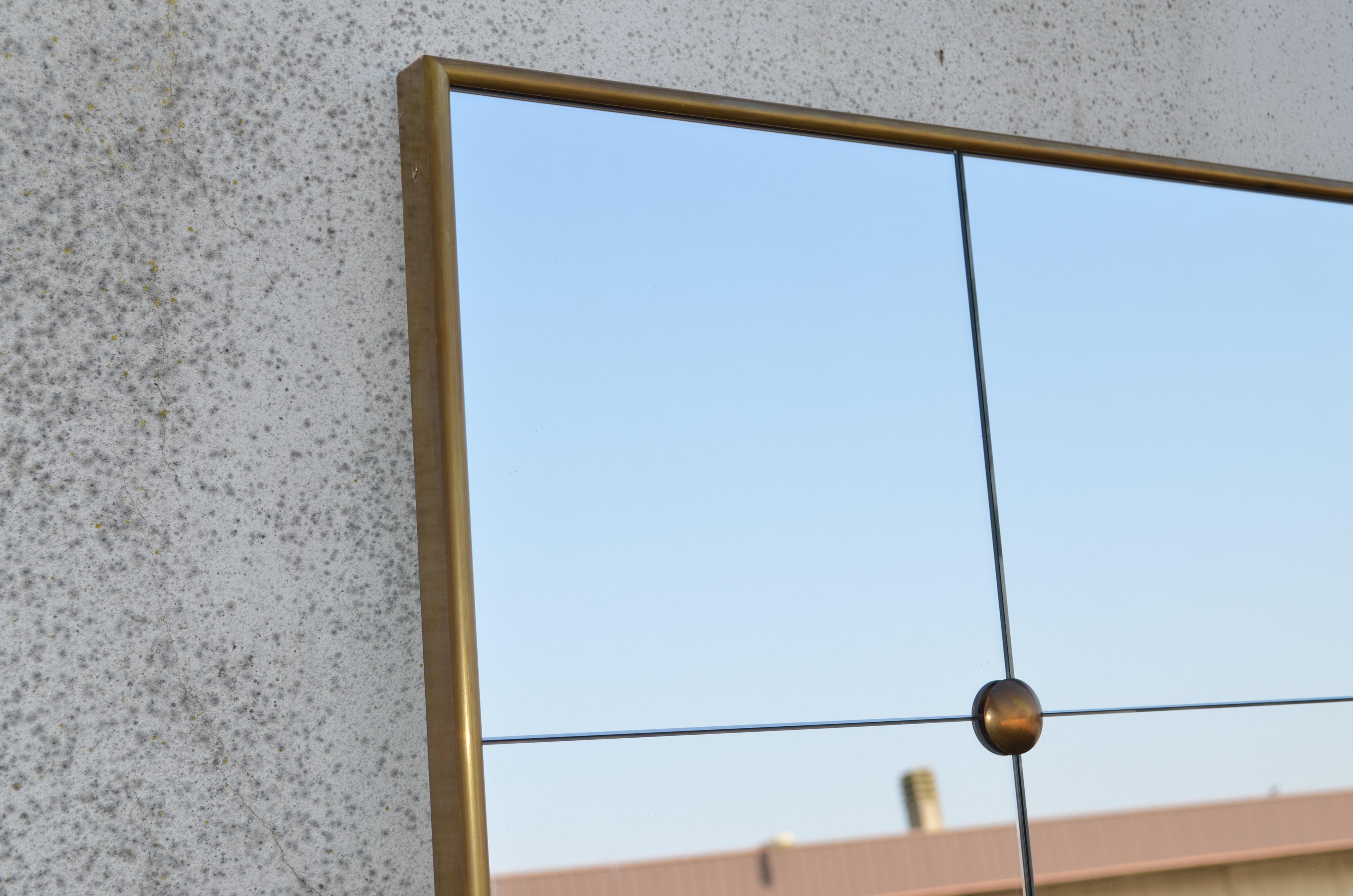 Pescetta Contemporary Art Deco Style Floor Paneled Mirror Brass Frame 7