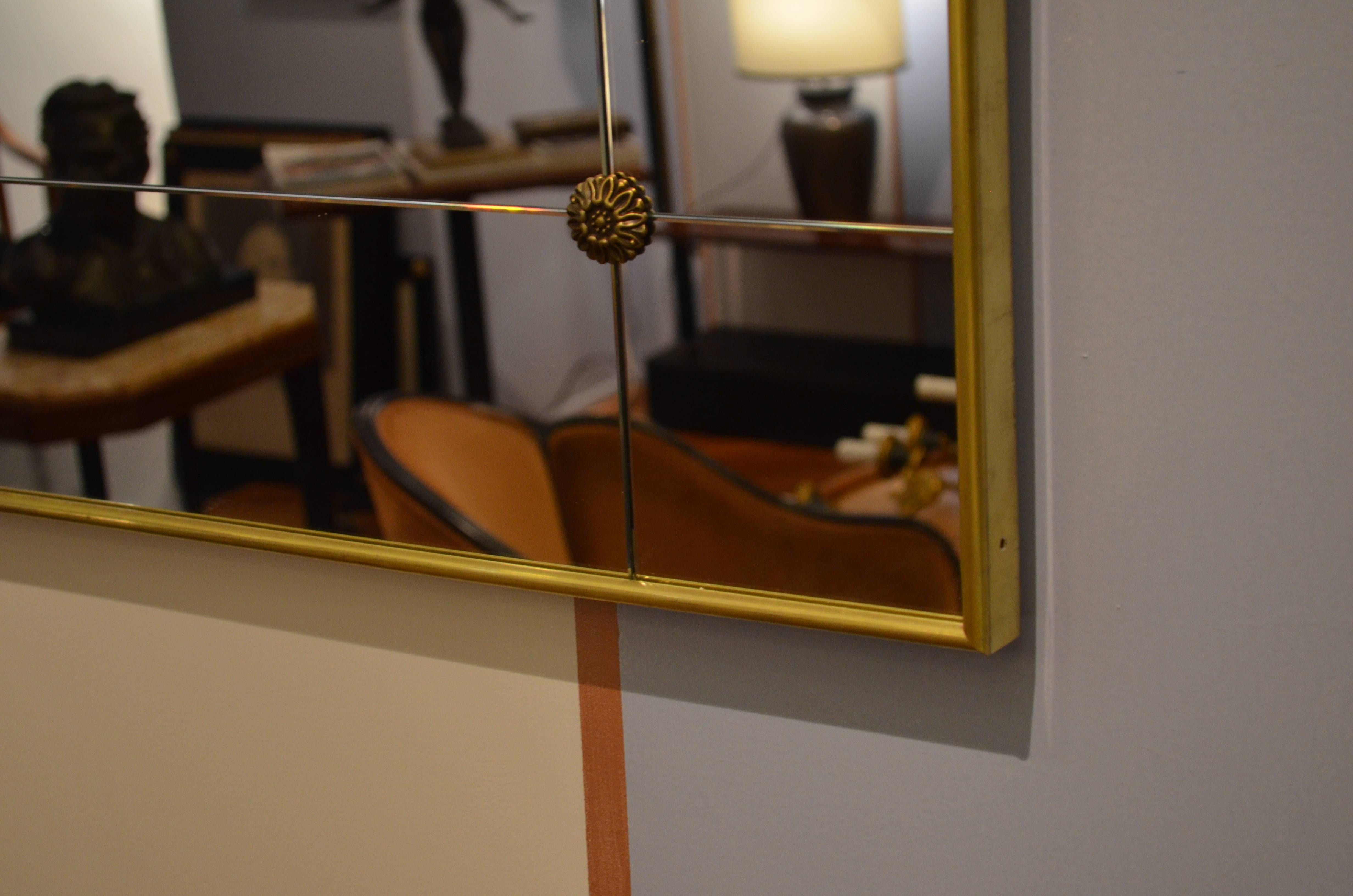 Pescetta Customizable Art Deco Style Floor Paneled Mirror Brass Frame 2