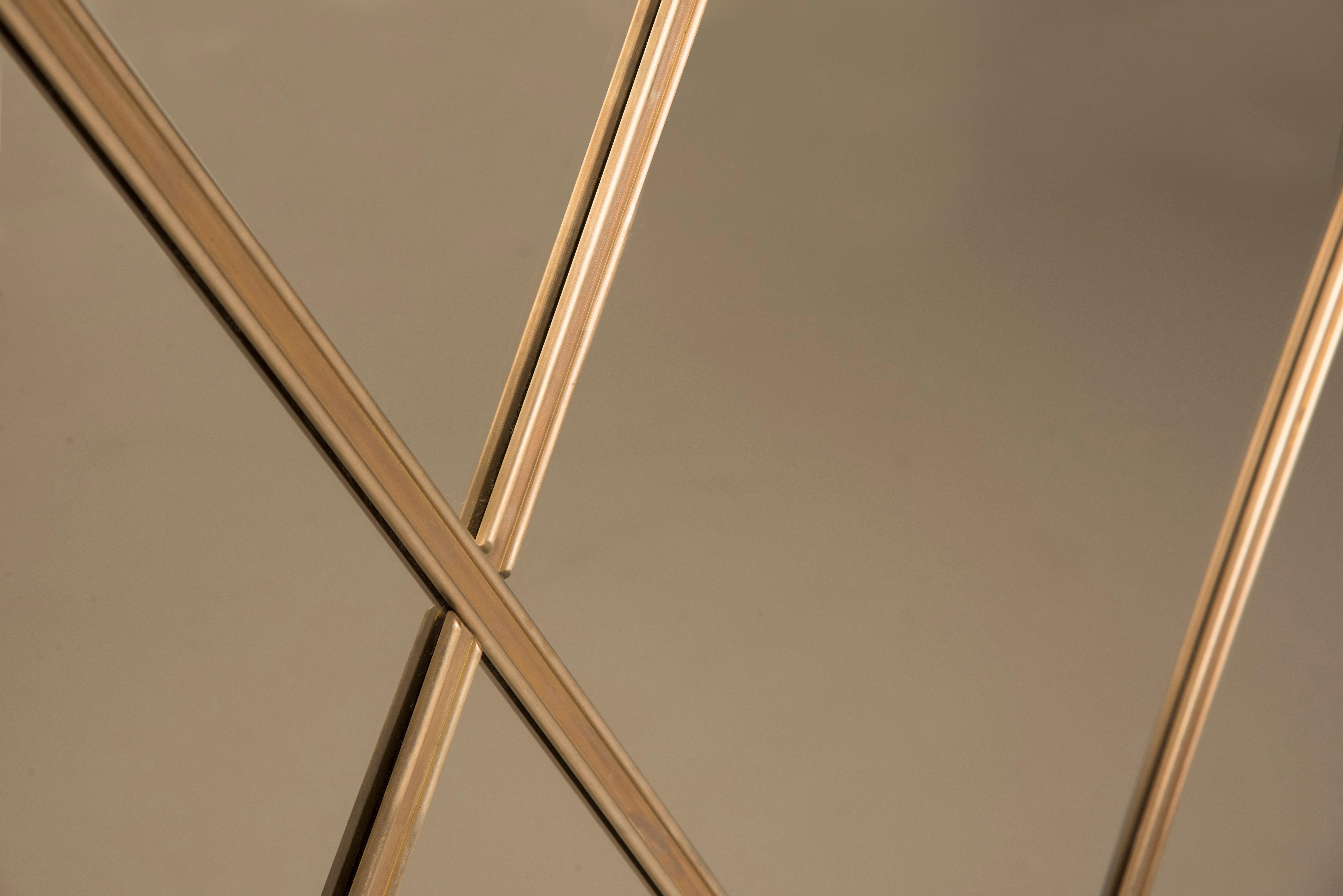 Pescetta Customizable Octagonal Brass Frame Panelled Bronze Mirror 1