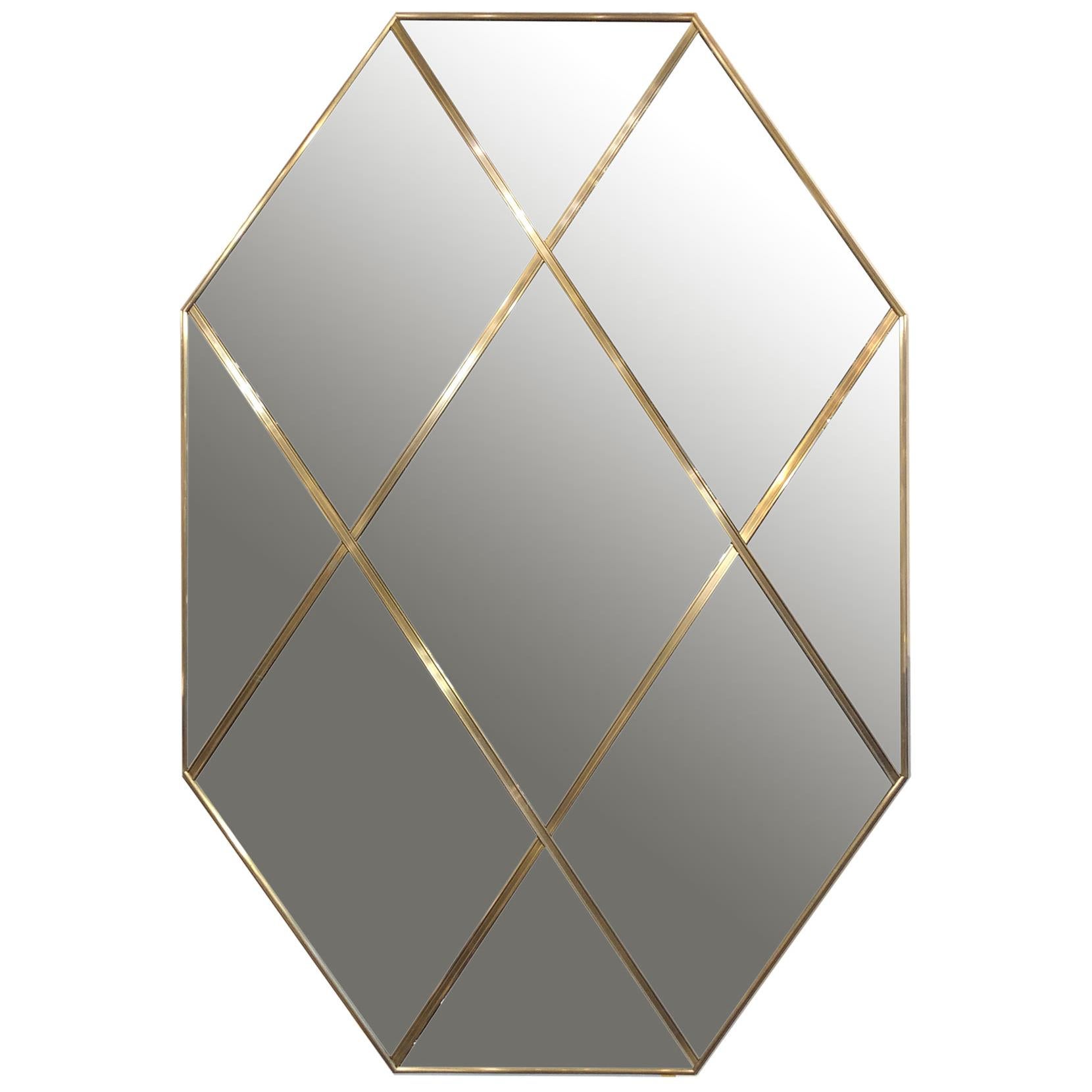 Pescetta Customizable Octagonal Brass Frame Panelled Bronze Mirror 4