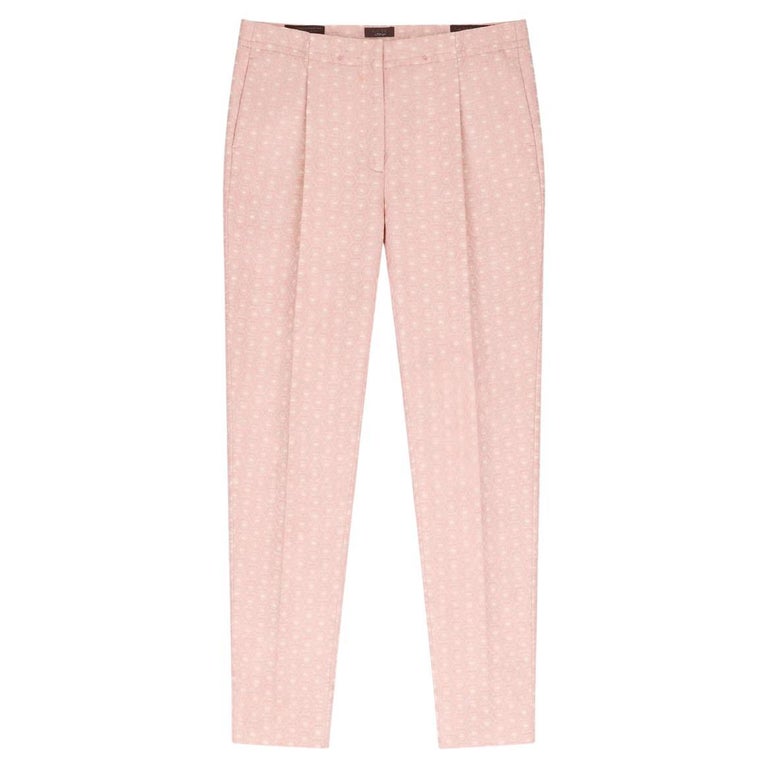 Peserico Printed Jacquard Tailored Cigarette Trousers. Size 48IT