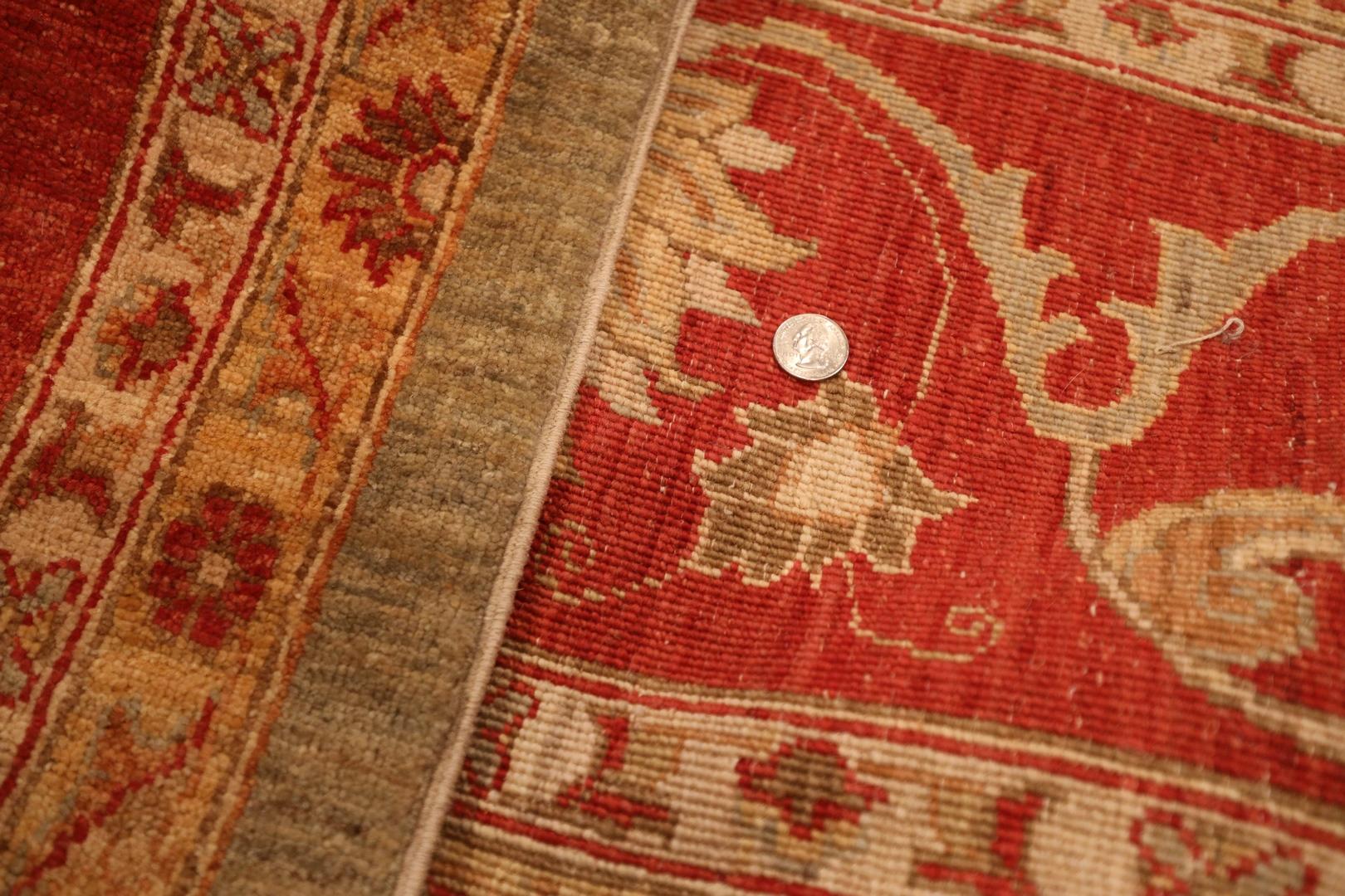 Handgefertigter Peshawar-Teppich, hellblau, rot und beige - 10'0