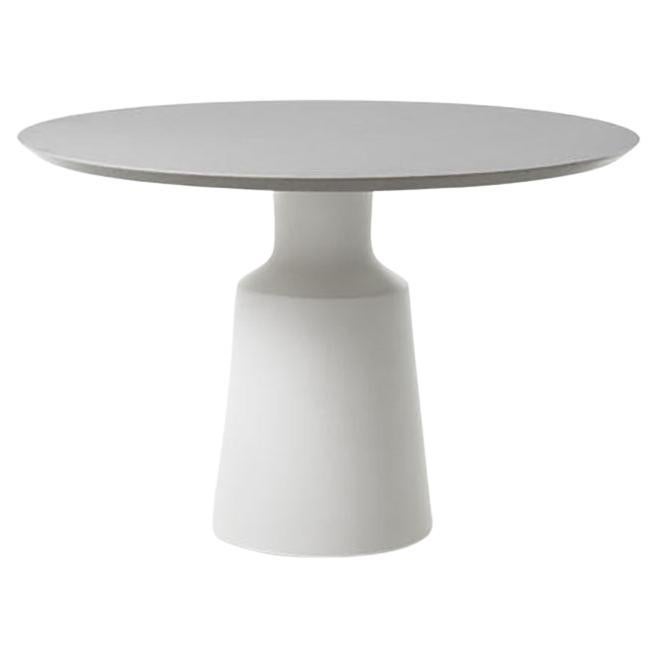 Peso Dining Table - Outdoor  Belgium Fog Stone Top, Polar White Base For Sale