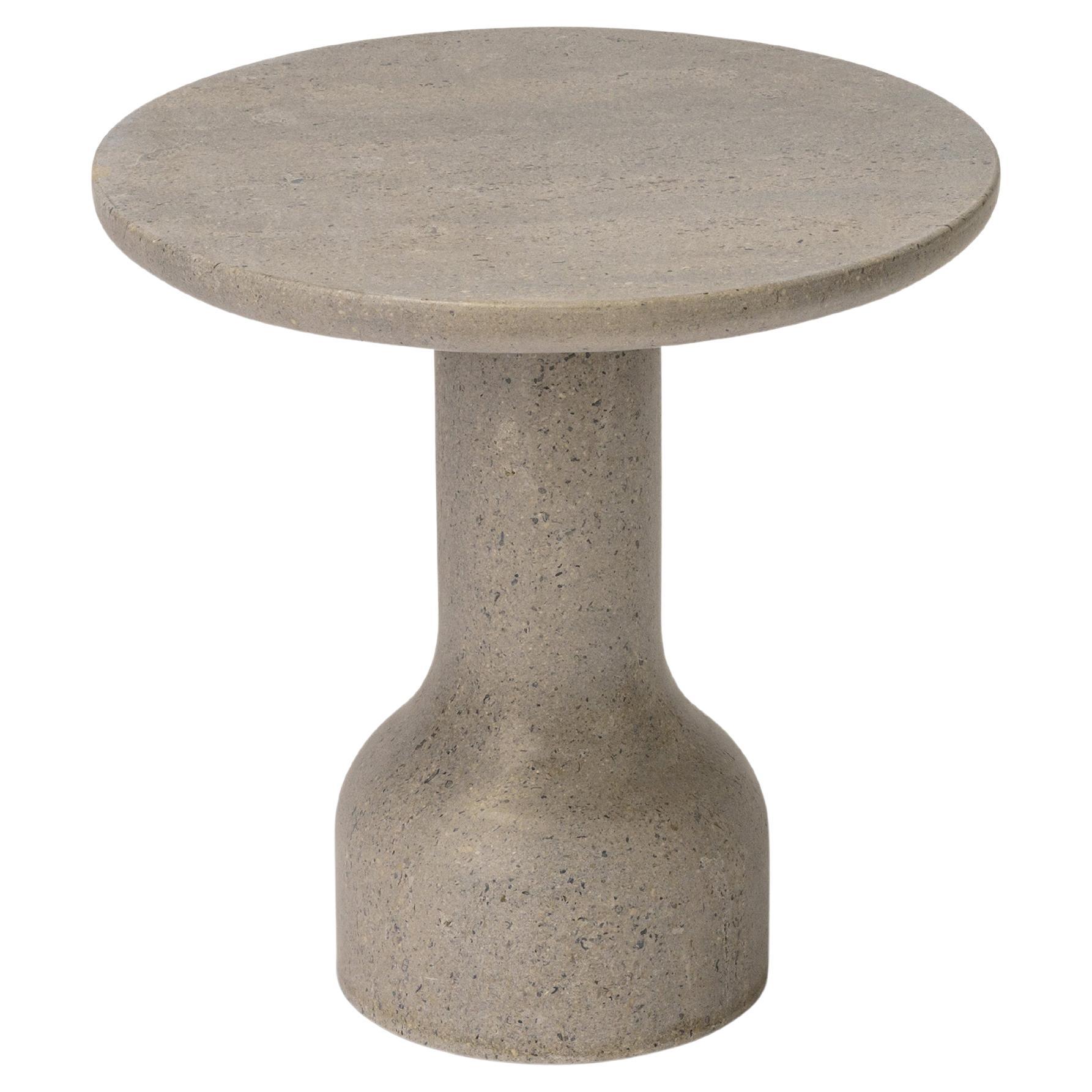 PESO- Mesa auxiliar redonda minimalista de piedra caliza, grande
