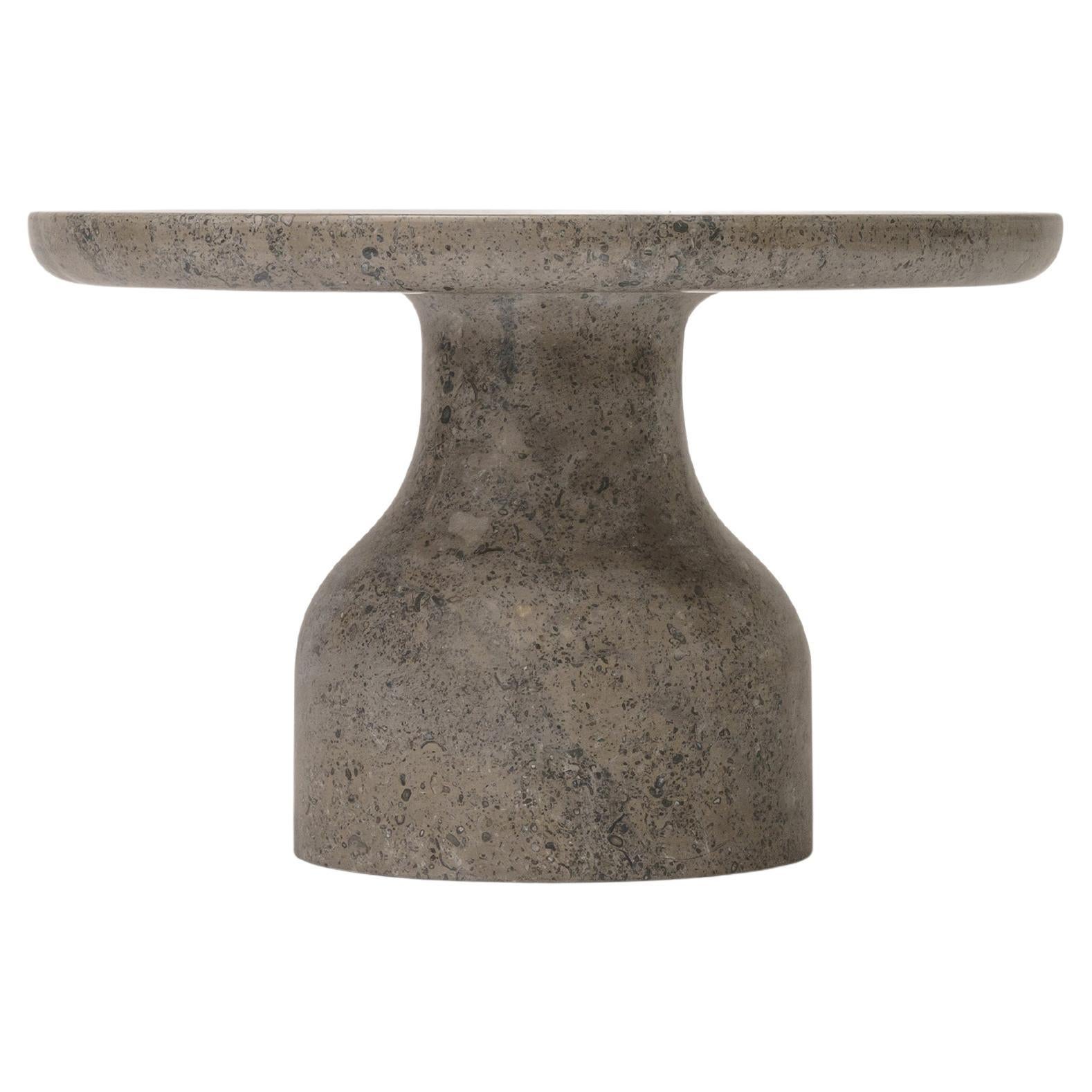 PESO- Mesa auxiliar redonda minimalista de piedra caliza, pequeña