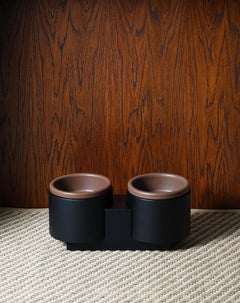 Pet Bowls "Qubo" in Noir Black and Terracotta