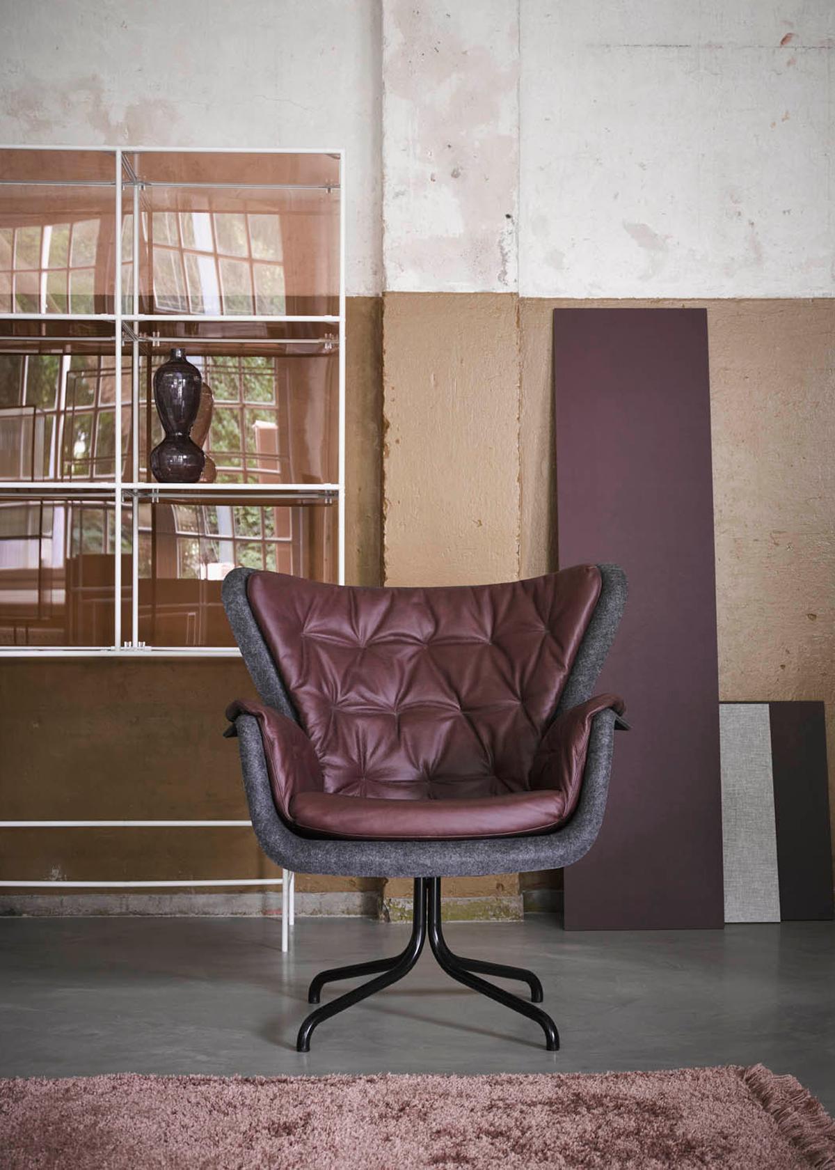 PET 'Eco Friendly' Armchair in Dark Grey and Red Brown Leather, Netherlands 1