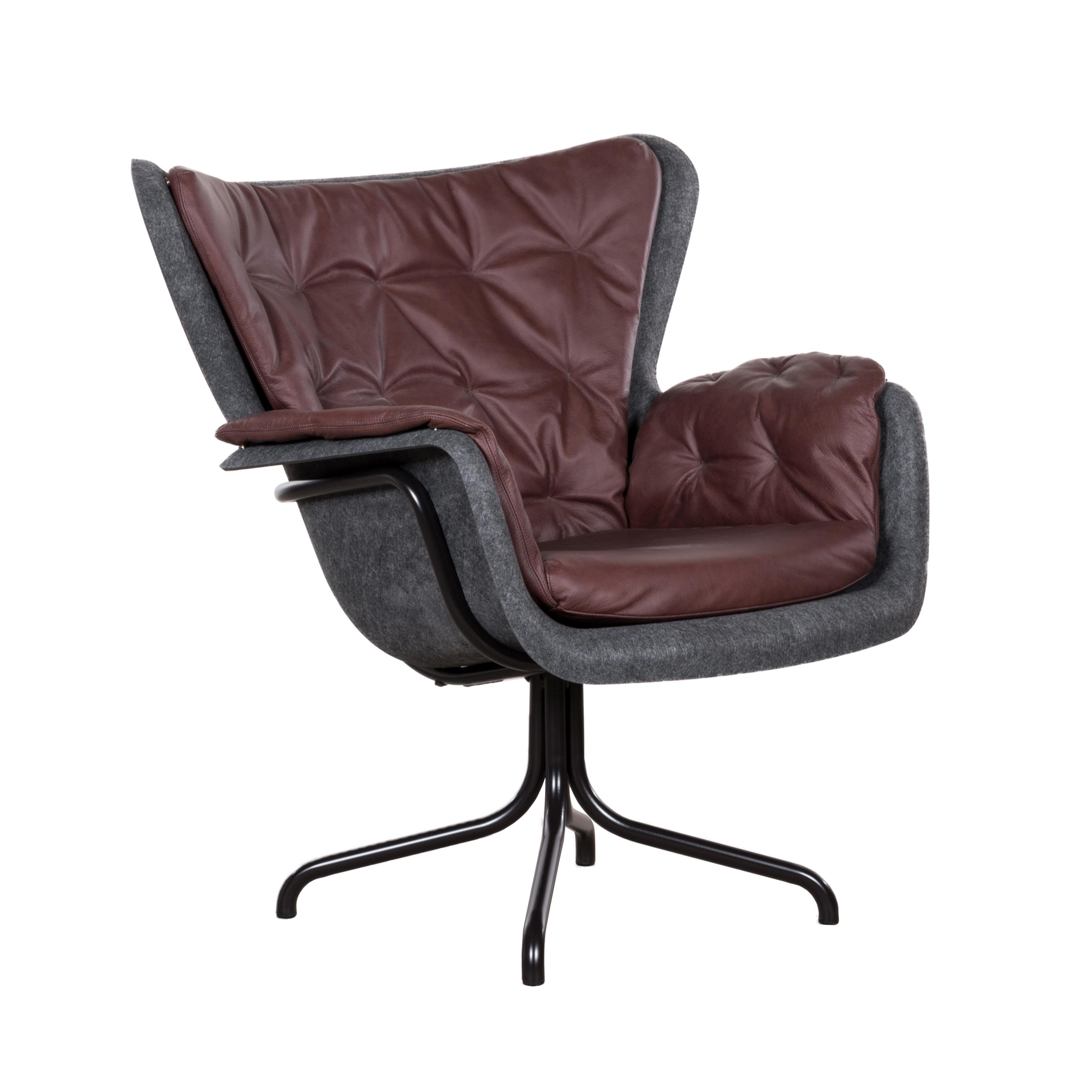 PET 'Eco Friendly' Armchair in Dark Grey and Red Brown Leather, Netherlands