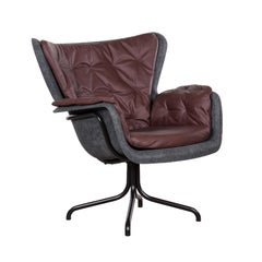 PET 'Eco Friendly' Armchair in Dark Grey and Red Brown Leather, Netherlands
