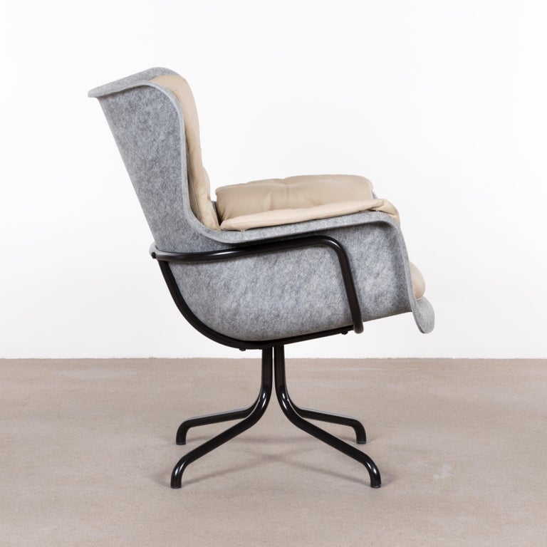 Pet 'eco friendly' Armchair in Grey and Cream Leather, Netherlands For