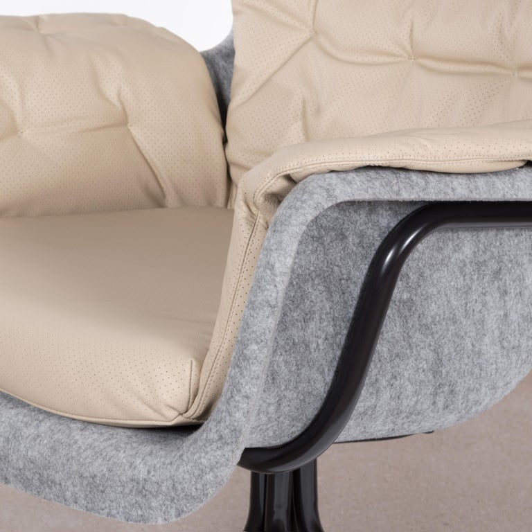 Pet 'eco friendly' Armchair in Grey and Cream Leather, Netherlands For