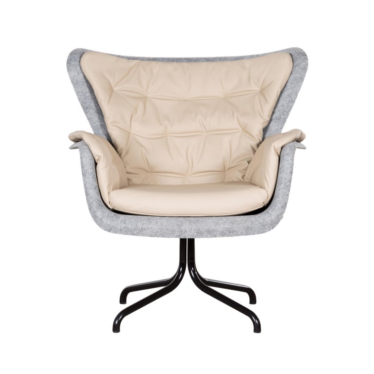 Pet 'eco friendly' Armchair in Grey and Cream Leather, Netherlands For