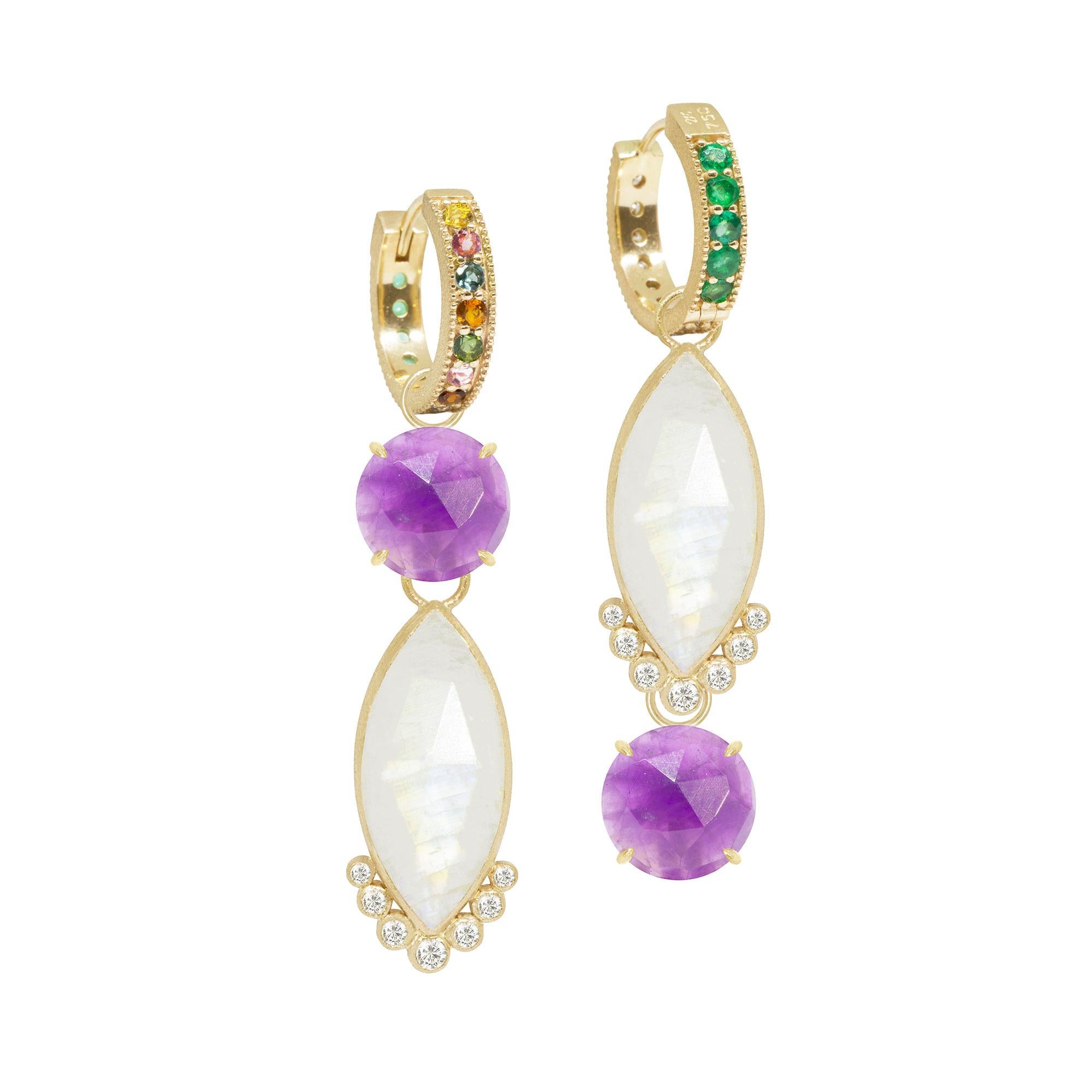 A natural complement to your personal style: Made with amethyst, these sweet, simple prong-set Petal Charms add a pop of color to any of our hoops.

Tourmaline for day, emeralds for a night out: We designed a version of popular petite hoop that’s