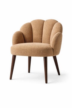 Petal Back Dining Chair by Munna In Textured Bouclé Fabric