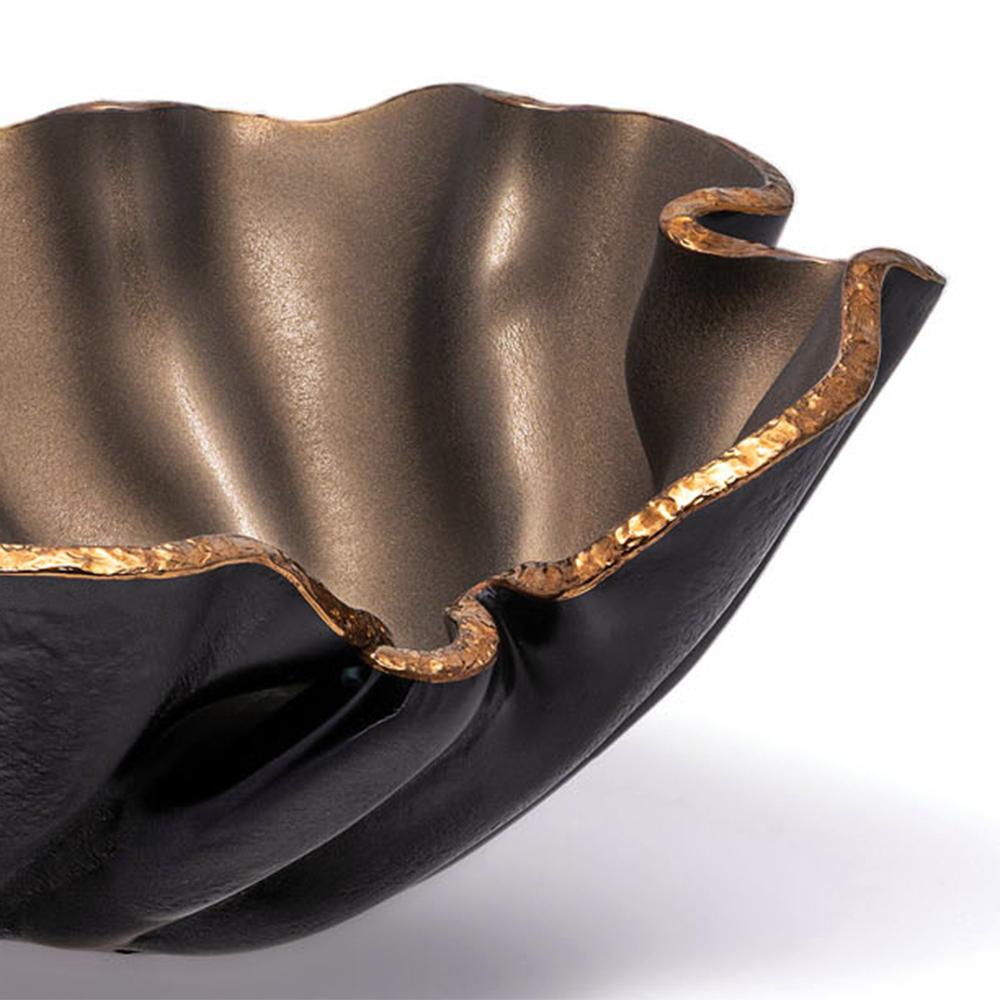 Belgian Petal Bronze Matte Glass Bowl For Sale