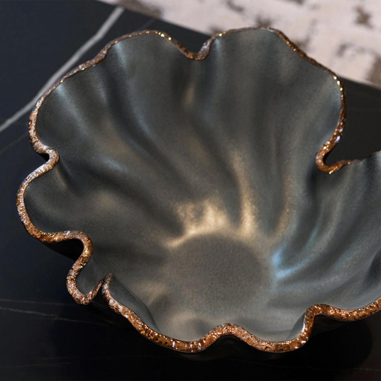 XXI secolo e contemporaneo Ciotola in vetro opaco Petal Bronze in vendita