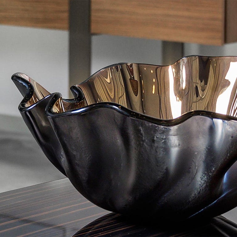Petal Bronze Shiny Glass Bowl For Sale at 1stDibs