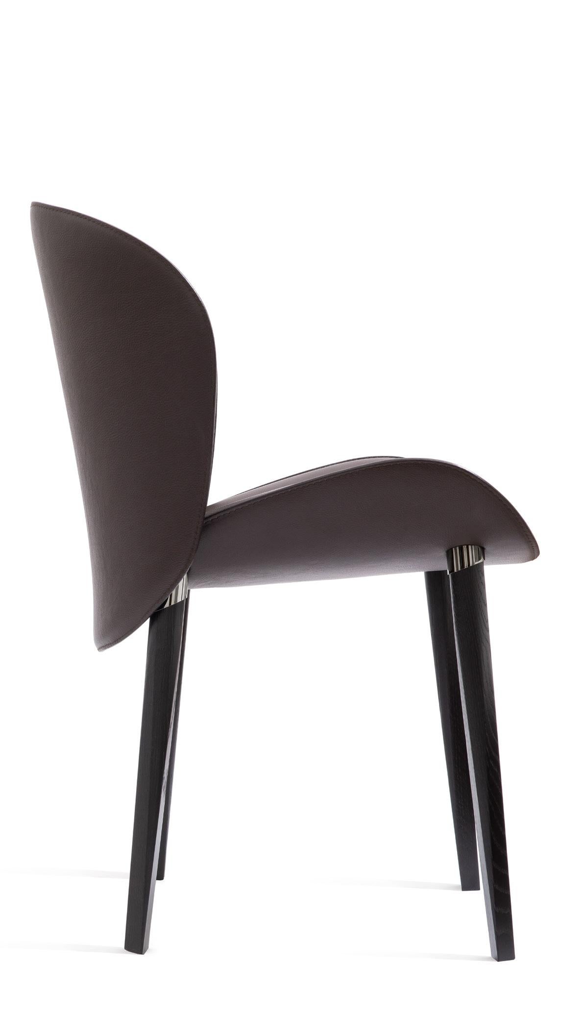 Petal, Chair in Walnut, Fabric or Leather, Designed by Constance Guisset In New Condition For Sale In Varedo, IT