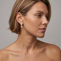0.39ct Diamond 14K Gold Petal Cluster Drop Earrings