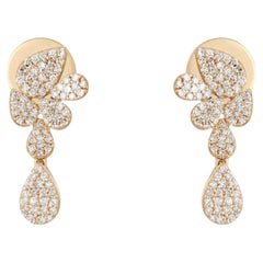 0.39ct Diamond 14K Gold Petal Cluster Drop Earrings