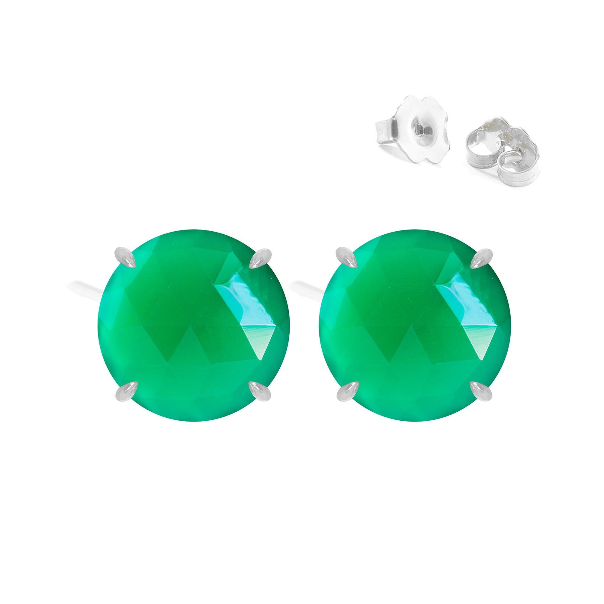 Made with green onyx, these sweet, simple prong-set Petal Silver Studs are a natural complement to your personal style.
Nina Nguyen Design's patent-pending earrings have an element on the back of the stud or charm to allow these pieces to