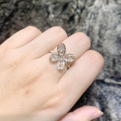 Petal Inspired White Rose Cut Diamond Ring