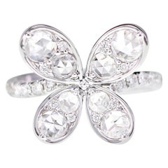 Petal Inspired White Rose Cut Diamond Ring