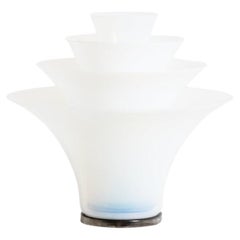 “Petal” lamp in white and bluish opalescent glass. 21st century.