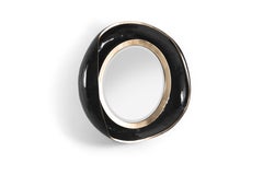 Petal Mirror in Black Shell and Bronze Patina Brass by R&Y Augousti
