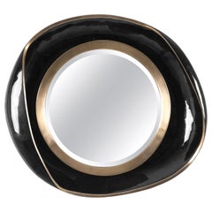 Petal Mirror in Black Shell and Bronze-Patina Brass by R&Y Augousti