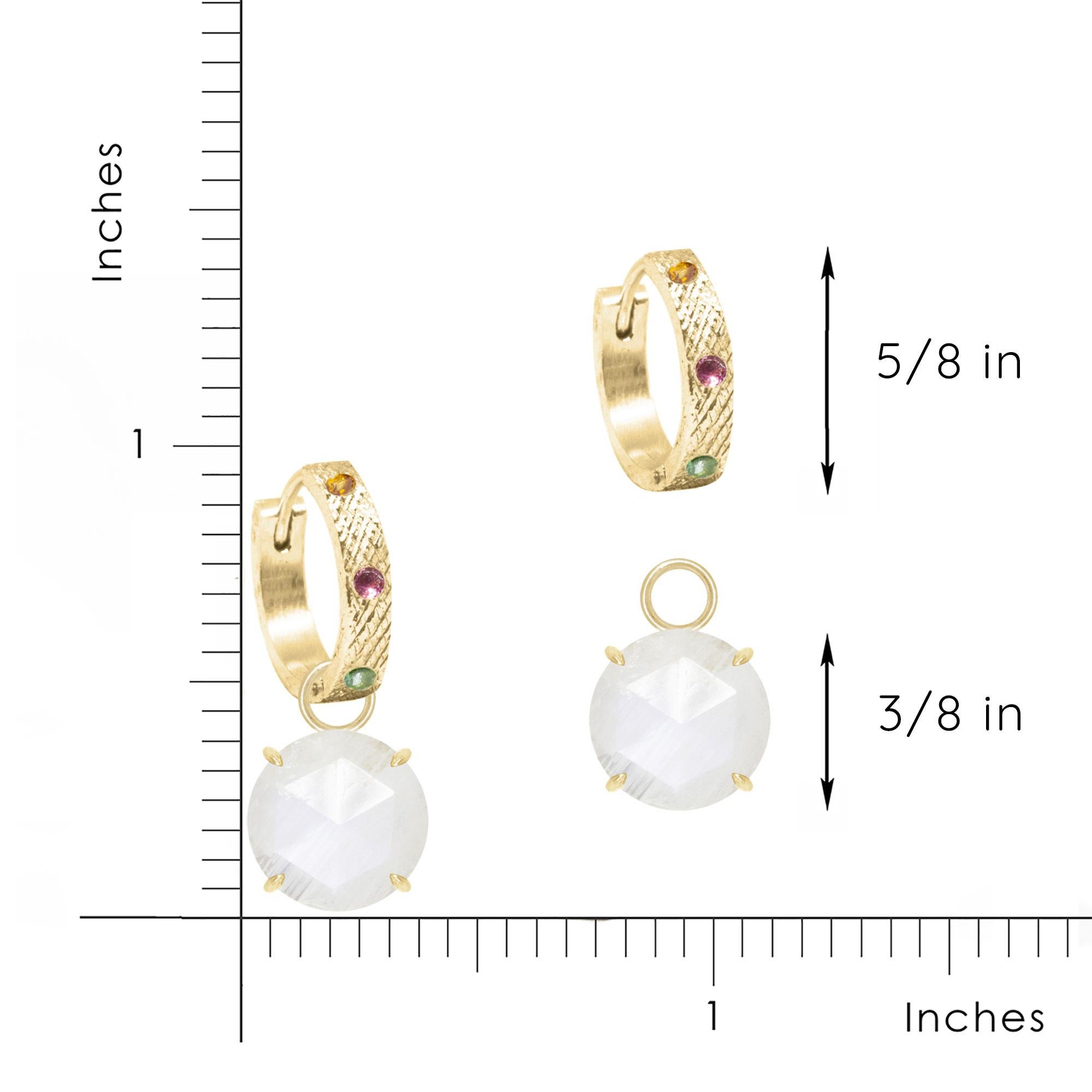 Women's or Men's Petal Moonstone Gold 18k Earring Charms For Sale