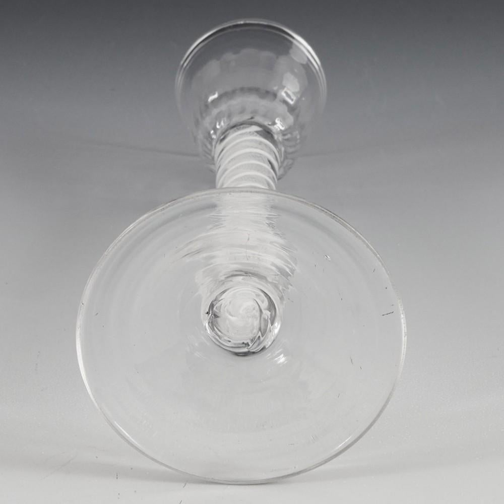 Mid-18th Century Petal Moulded Double Series Opaque Twist Georgian Cordial Glass c1760 For Sale