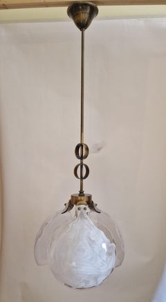 Petal Pendant made by hand from mouth blown Murano glass and hand tooled Brass
