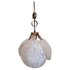 Petal Pendant made by hand from mouth blown Murano glass and hand tooled Brass