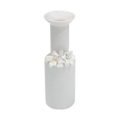 Petal Porcelain Vase in White with Hand-Sculpted Flowers by CuratedKravet