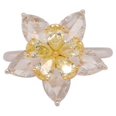 Petal Radiance - White Rosecut Diamonds & Yellow Brilliant Cut Diamonds in Ring