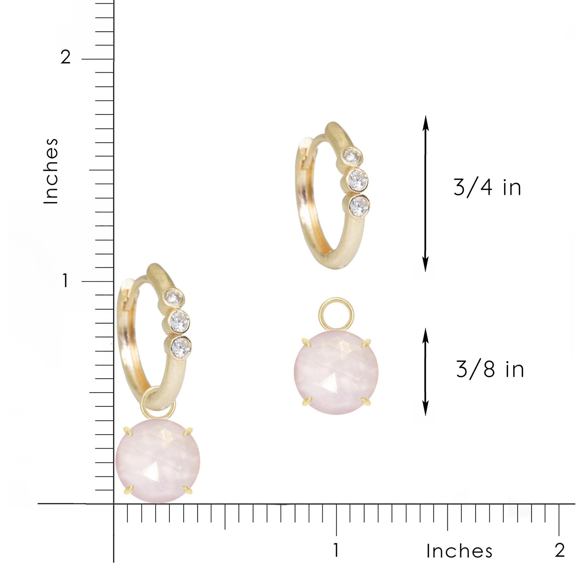Petal Rose Quartz Gold 18k Earring Charms In New Condition For Sale In Denver, CO