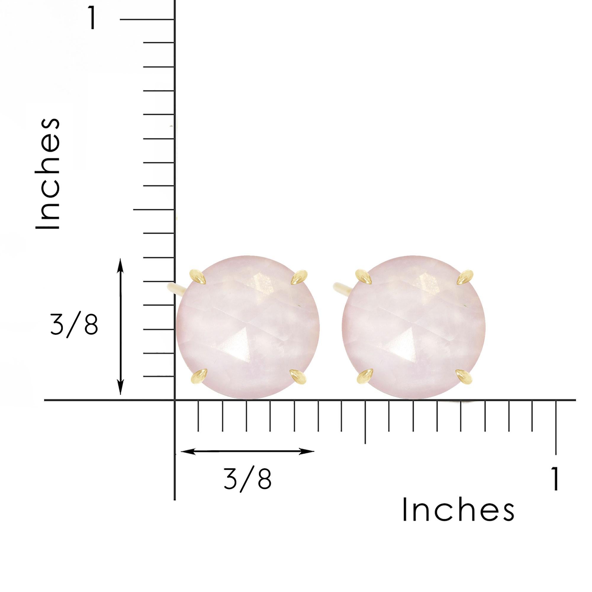 Made with rose quartz, these sweet, simple prong-set Petal Gold Studs are a natural complement to your personal style.

Nina Wynn Design's patent-pending earrings have an element on the back of the stud or charm to allow these pieces to transformed