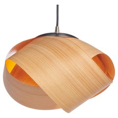 PETAL Scandinavian Design Cypress Wood Veneer Pendant With Brushed Steel