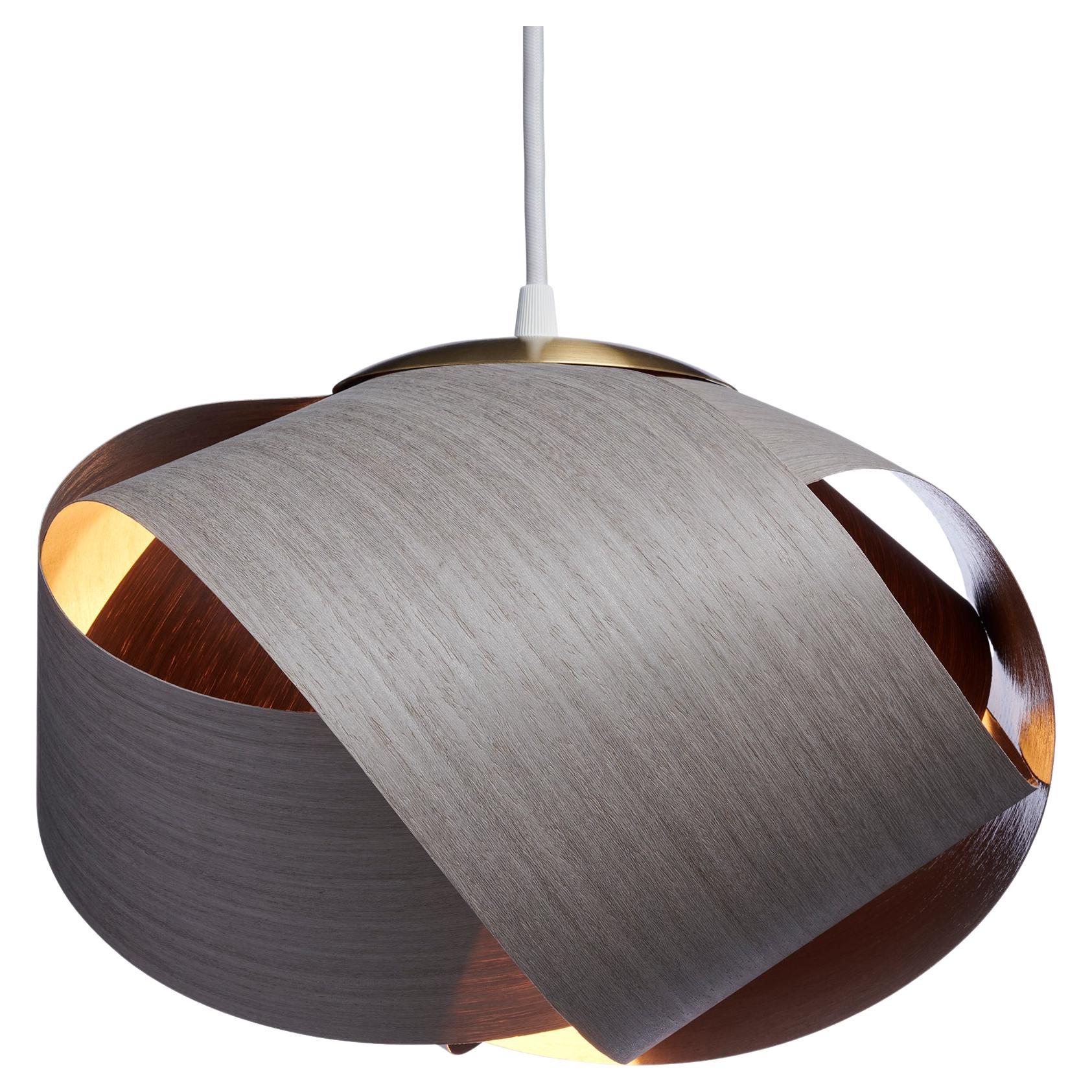 PETAL a Scandinavian Design Gray Wood Veneer Pendant with Brushed Brass