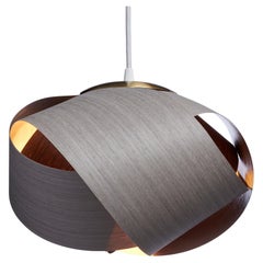 PETAL a Scandinavian Design Gray Wood Veneer Pendant with Brushed Brass